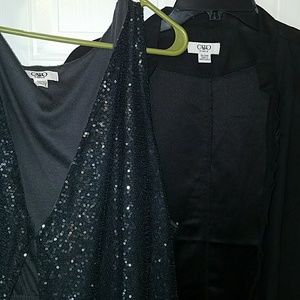 Sequin vest and black jacket